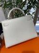 画像3: 【極美品】HERMES エルメス ケリー32 外縫い ヴォーグレネ ホワイト ゴールド金具 Y刻印〇 ヴィンテージ 中古 ハンドバッグ ショルダーバッグ 2WAYバッグ レディース 女性用 ブランド 本革 レザー カーフ 白 希少 レア プレゼント ギフト バック (3)