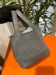 画像3: 【美品】HERMES エルメス ピコタンPM ダルメシアン ブッフルスキッパー ブラック シルバー金具 G刻印□ ヴィンテージ 中古 ハンドバッグ レディース 女性用 ブランド 本革 レザー カーフ 黒 希少 レア プレゼント ギフト バック (3)