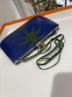 画像3: 【美品】HERMES エルメス サック ア マリース パームツリー ボックスカーフ×リザード ブルー×グリーン シルバー×ゴールド金具 R刻印〇 ヴィンテージ 中古 ショルダーバッグ ポシェット レディース 女性用 ブランド 本革 レザー 青 緑 希少 レア プレゼント バック (3)