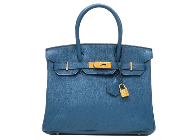 画像1: 【美品】HERMES エルメス バーキン30 トゴ コルヴェール ゴールド金具 P刻印□ ブルー 中古 ハンドバッグ トートバッグ レディース 女性用 ブランド 青 本革 レザー カーフ 希少 レア プレゼント ギフト バック (1)