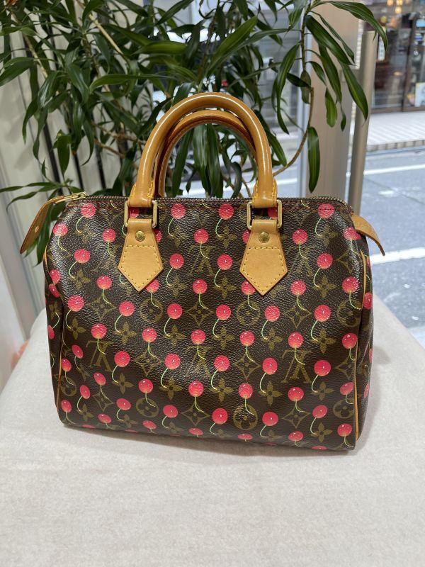 【美品】LOUIS VUITTON ルイ・ヴィトン M95009 スピーディ25 モノグラム チェリー 2005年 村上隆コレクション 中古  ハンドバッグ ボストンバッグ レディース 女性用 ブランド ビトン 希少 レア プレゼント ギフト バック