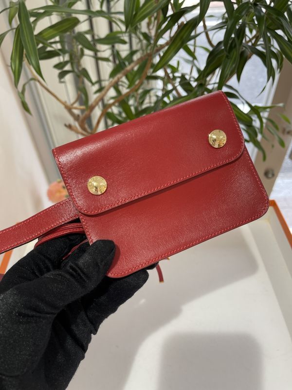 【美品】HERMES エルメス ポシェットグリーン ボックスカーフ ルージュヴィフ ゴールド金具 Y刻印〇 ヴィンテージ 中古 ウエストポーチ  ボディバッグ ショルダーバッグ レディース 女性用 ブランド 本革 レザー 希少 レア バック