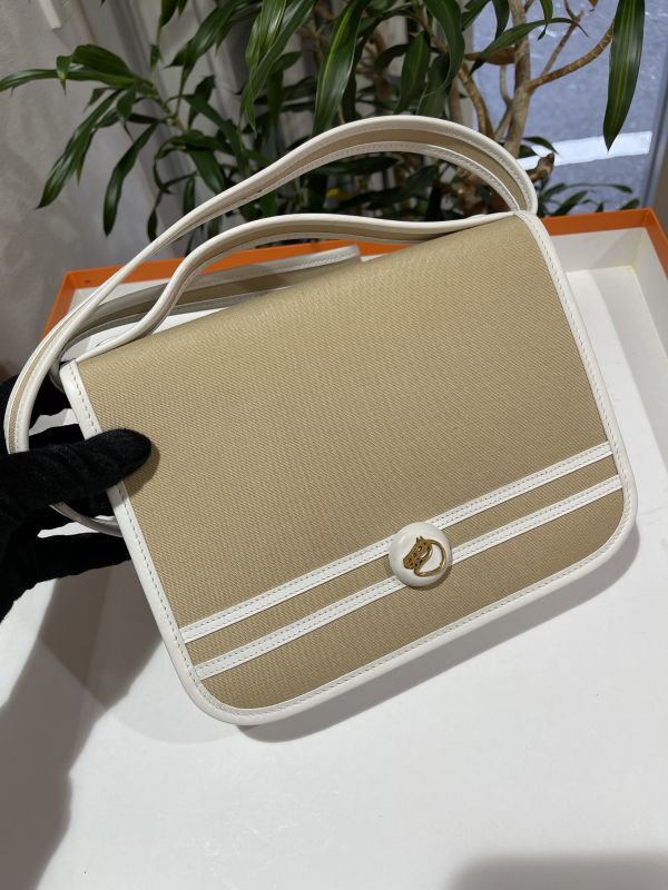 【新品同様品】HERMES エルメス ジョッキー 2WAYショルダーバッグ トワルオフィシエ×ヴォーグレネ ベージュ×ホワイト ゴールド金具  ヴィンテージ 中古 クラッチバッグ セカンドバッグ 2WAYバッグ ハンドバッグ レディース ブランド 白 レザー 希少 レア バック